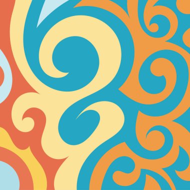 Kıvrımlı kıvrımlı doku süslemeleri olan soyut kare arkaplan. Renkli dalgalı şekilli soyut bir arkaplan. Poster veya ilgili herhangi bir grafik tasarım amacı için soyut arkaplan