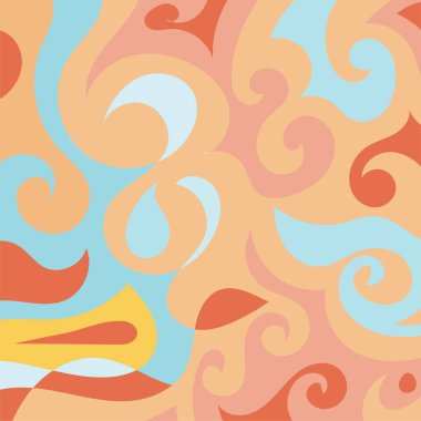 Kıvrımlı kıvrımlı doku süslemeleri olan soyut kare arkaplan. Renkli dalgalı şekilli soyut bir arkaplan. Poster veya ilgili herhangi bir grafik tasarım amacı için soyut arkaplan