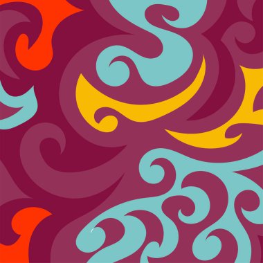 Kıvrımlı kıvrımlı doku süslemeleri olan soyut kare arkaplan. Renkli dalgalı şekilli soyut bir arkaplan. Poster veya ilgili herhangi bir grafik tasarım amacı için soyut arkaplan