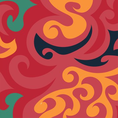 Kıvrımlı kıvrımlı doku süslemeleri olan soyut kare arkaplan. Renkli dalgalı şekilli soyut bir arkaplan. Poster veya ilgili herhangi bir grafik tasarım amacı için soyut arkaplan