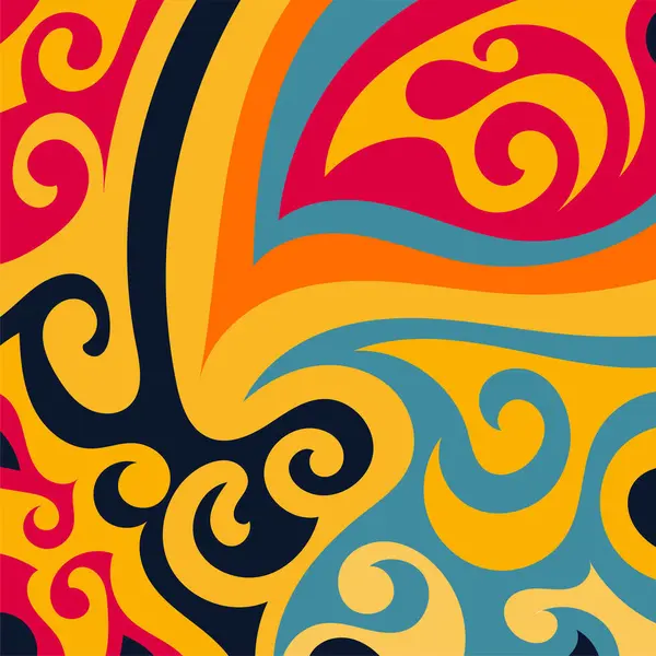 Renkli dalgalı şekilli soyut bir arkaplan. Akan eğrilerle, doku süslemeleriyle soyut kare arkaplan. Poster veya ilgili herhangi bir grafik tasarım amacı için soyut arkaplan