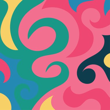 Girdap kıvrımlı doku süslemeleriyle soyut kare arkaplan.