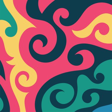 Girdap kıvrımlı doku süslemeleriyle soyut kare arkaplan.