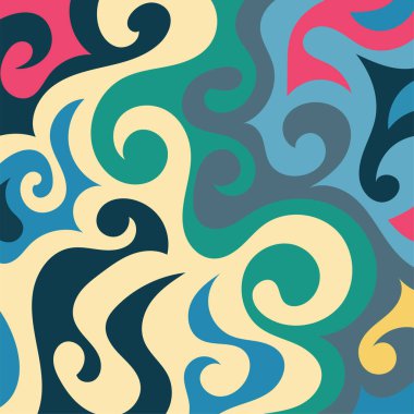 Girdap kıvrımlı doku süslemeleriyle soyut kare arkaplan.