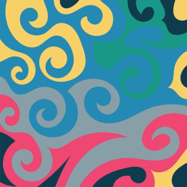 Girdap kıvrımlı doku süslemeleriyle soyut kare arkaplan.