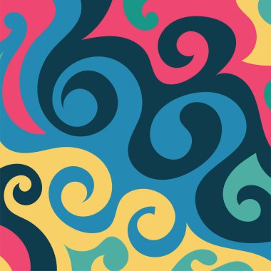 Girdap kıvrımlı doku süslemeleriyle soyut kare arkaplan.