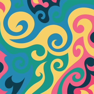 Girdap kıvrımlı doku süslemeleriyle soyut kare arkaplan.