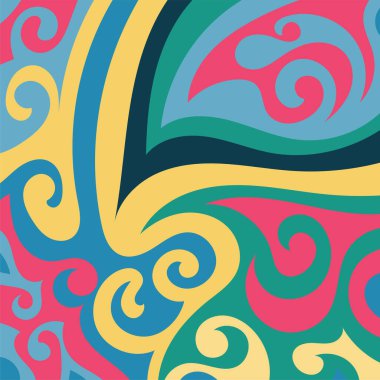 Girdap kıvrımlı doku süslemeleriyle soyut kare arkaplan.