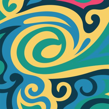 Girdap kıvrımlı doku süslemeleriyle soyut kare arkaplan.