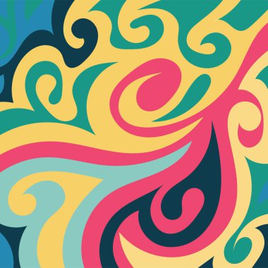 Girdap kıvrımlı doku süslemeleriyle soyut kare arkaplan.