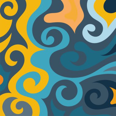 Girdap kıvrımlı doku süslemeleriyle soyut kare arkaplan.