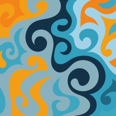 Girdap kıvrımlı doku süslemeleriyle soyut kare arkaplan.