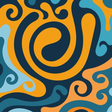 Girdap kıvrımlı doku süslemeleriyle soyut kare arkaplan.