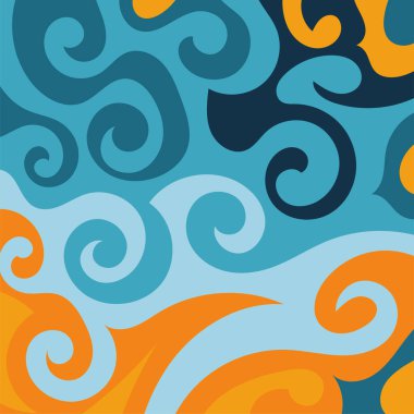 Girdap kıvrımlı doku süslemeleriyle soyut kare arkaplan.