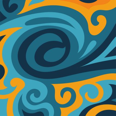 Girdap kıvrımlı doku süslemeleriyle soyut kare arkaplan.