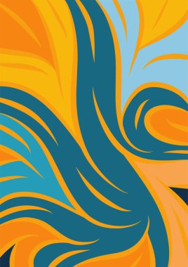 Kavisli şekilli soyut bir arkaplan. Akan kıvrımlar renkli arka plan sanatı. Dalgalı şekillerin ve parlak renklerin soyut arkaplanı.