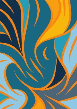 Kavisli şekilli soyut bir arkaplan. Akan kıvrımlar renkli arka plan sanatı. Dalgalı şekillerin ve parlak renklerin soyut arkaplanı.