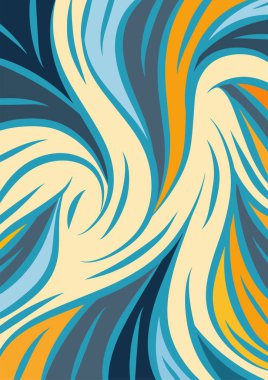 Kavisli şekilli soyut bir arkaplan. Akan kıvrımlar renkli arka plan sanatı. Dalgalı şekillerin ve parlak renklerin soyut arkaplanı.