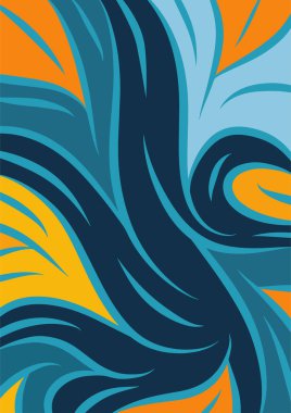 Kavisli şekilli soyut bir arkaplan. Akan kıvrımlar renkli arka plan sanatı. Dalgalı şekillerin ve parlak renklerin soyut arkaplanı.