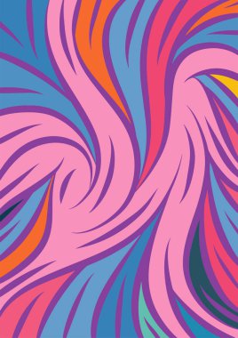 Kavisli şekilli soyut bir arkaplan. Akan kıvrımlar renkli arka plan sanatı. Dalgalı şekillerin ve parlak renklerin soyut arkaplanı.