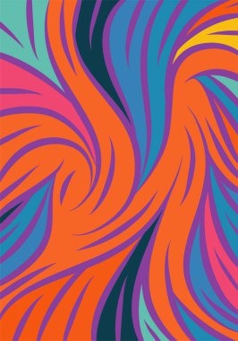 Kavisli şekilli soyut bir arkaplan. Akan kıvrımlar renkli arka plan sanatı. Dalgalı şekillerin ve parlak renklerin soyut arkaplanı.