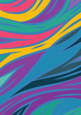 Kavisli şekilli soyut bir arkaplan. Akan kıvrımlar renkli arka plan sanatı. Dalgalı şekillerin ve parlak renklerin soyut arkaplanı.