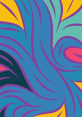 Kavisli şekilli soyut bir arkaplan. Akan kıvrımlar renkli arka plan sanatı. Dalgalı şekillerin ve parlak renklerin soyut arkaplanı.