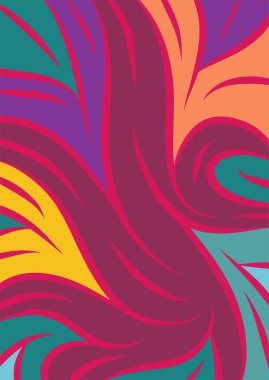 Kavisli şekilli soyut bir arkaplan. Akan kıvrımlar renkli arka plan sanatı. Dalgalı şekillerin ve parlak renklerin soyut arkaplanı.