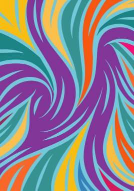 Kavisli şekilli soyut bir arkaplan. Akan kıvrımlar renkli arka plan sanatı. Dalgalı şekillerin ve parlak renklerin soyut arkaplanı.