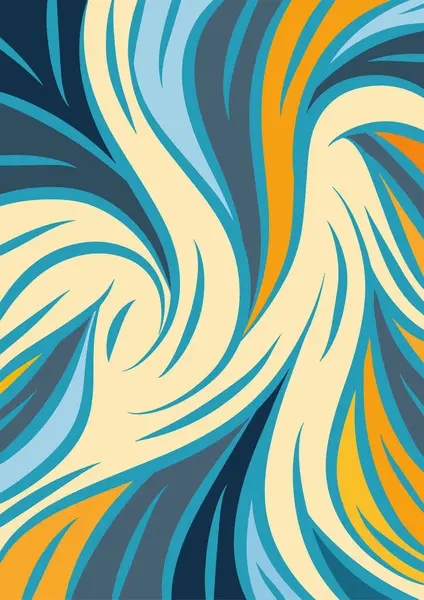 Kavisli şekilli soyut bir arkaplan. Akan kıvrımlar renkli arka plan sanatı. Dalgalı şekillerin ve parlak renklerin soyut arkaplanı.