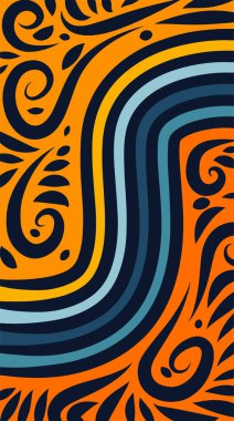 Vibrant Girdapları ve Gökkuşağı Çiçekleri 'nin soyut arka planı. Süslü girdaplı ve kıvrımlı gökkuşağı şekilli sanatsal arkaplan.