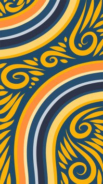 Vibrant Girdapları ve Gökkuşağı Çiçekleri 'nin soyut arka planı. Süslü girdaplı ve kıvrımlı gökkuşağı şekilli sanatsal arkaplan.