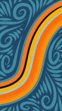 Vibrant Girdapları ve Gökkuşağı Çiçekleri 'nin soyut arka planı. Süslü girdaplı ve kıvrımlı gökkuşağı şekilli sanatsal arkaplan.
