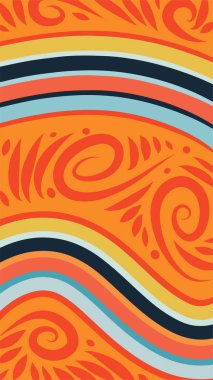 Vibrant Girdapları ve Gökkuşağı Çiçekleri 'nin soyut arka planı. Süslü girdaplı ve kıvrımlı gökkuşağı şekilli sanatsal arkaplan.