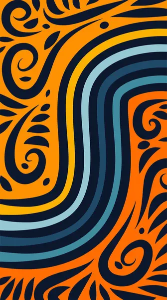 Vibrant Girdapları ve Gökkuşağı Çiçekleri 'nin soyut arka planı. Süslü girdaplı ve kıvrımlı gökkuşağı şekilli sanatsal arkaplan.