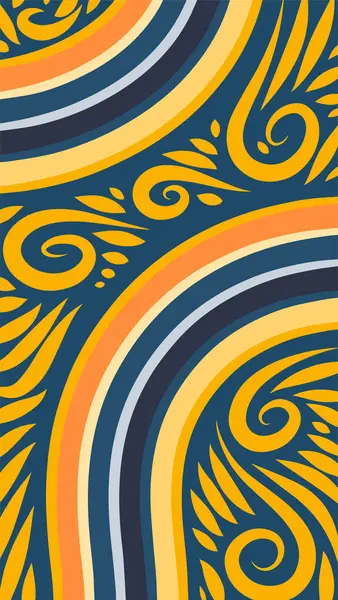 Vibrant Girdapları ve Gökkuşağı Çiçekleri 'nin soyut arka planı. Süslü girdaplı ve kıvrımlı gökkuşağı şekilli sanatsal arkaplan.