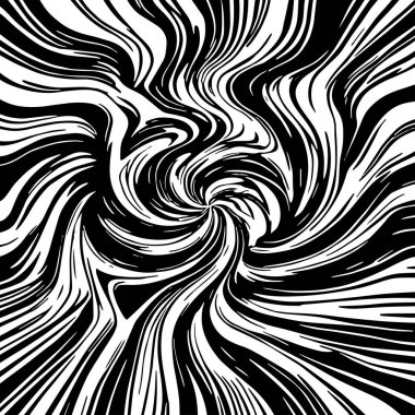Soyut Girdap Akımı - Siyah ve Beyaz Vektör Sanat Arkaplanı. Dinamik Girdap Vuruşları - Tek Renkli Soyut Vektör Tasarımı. Sıvı Hareketleri - Minimalist Siyah ve Beyaz Vektör Grafiği.
