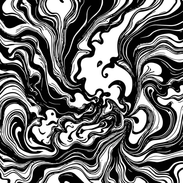 Soyut Girdap Akımı - Siyah ve Beyaz Vektör Sanat Arkaplanı. Dinamik Girdap Vuruşları - Tek Renkli Soyut Vektör Tasarımı. Sıvı Hareketleri - Minimalist Siyah ve Beyaz Vektör Grafiği.