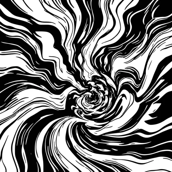 Soyut Girdap Akımı - Siyah ve Beyaz Vektör Sanat Arkaplanı. Dinamik Girdap Vuruşları - Tek Renkli Soyut Vektör Tasarımı. Sıvı Hareketleri - Minimalist Siyah ve Beyaz Vektör Grafiği.