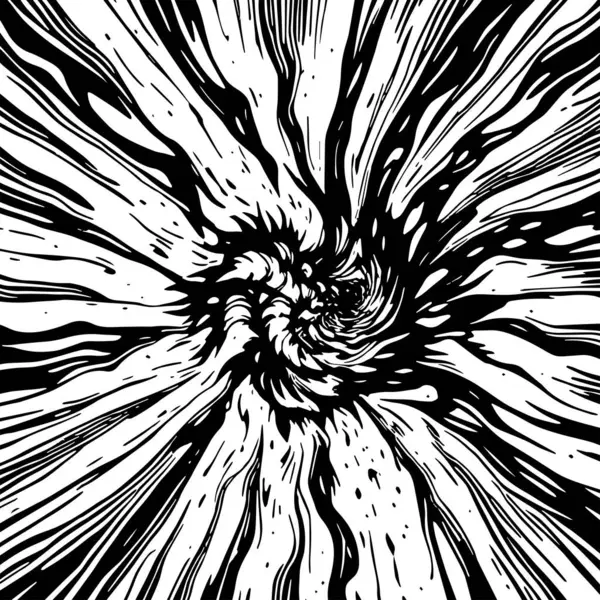 Soyut Girdap Akımı - Siyah ve Beyaz Vektör Sanat Arkaplanı. Dinamik Girdap Vuruşları - Tek Renkli Soyut Vektör Tasarımı. Sıvı Hareketleri - Minimalist Siyah ve Beyaz Vektör Grafiği.