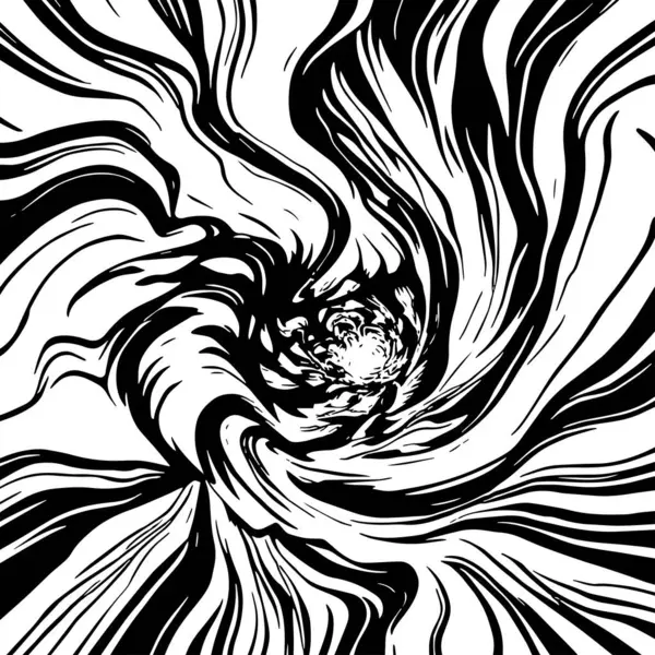Soyut Girdap Akımı - Siyah ve Beyaz Vektör Sanat Arkaplanı. Dinamik Girdap Vuruşları - Tek Renkli Soyut Vektör Tasarımı. Sıvı Hareketleri - Minimalist Siyah ve Beyaz Vektör Grafiği.