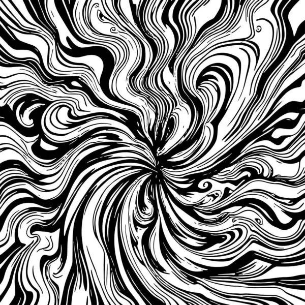 Soyut Girdap Akımı - Siyah ve Beyaz Vektör Sanat Arkaplanı. Dinamik Girdap Vuruşları - Tek Renkli Soyut Vektör Tasarımı. Sıvı Hareketleri - Minimalist Siyah ve Beyaz Vektör Grafiği.