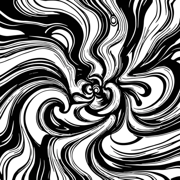 Soyut Girdap Akımı - Siyah ve Beyaz Vektör Sanat Arkaplanı. Dinamik Girdap Vuruşları - Tek Renkli Soyut Vektör Tasarımı. Sıvı Hareketleri - Minimalist Siyah ve Beyaz Vektör Grafiği.