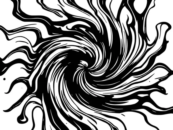 Soyut Girdap Akımı - Siyah ve Beyaz Vektör Sanat Arkaplanı. Dinamik Girdap Vuruşları - Tek Renkli Soyut Vektör Tasarımı. Sıvı Hareketleri - Minimalist Siyah ve Beyaz Vektör Grafiği.