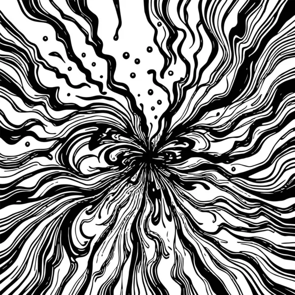 Soyut Girdap Akımı - Siyah ve Beyaz Vektör Sanat Arkaplanı. Dinamik Girdap Vuruşları - Tek Renkli Soyut Vektör Tasarımı. Sıvı Hareketleri - Minimalist Siyah ve Beyaz Vektör Grafiği.