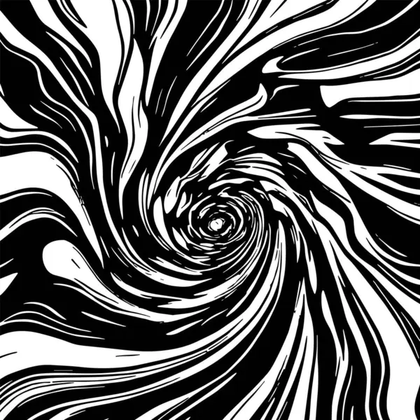 Soyut Girdap Akımı - Siyah ve Beyaz Vektör Sanat Arkaplanı. Dinamik Girdap Vuruşları - Tek Renkli Soyut Vektör Tasarımı. Sıvı Hareketleri - Minimalist Siyah ve Beyaz Vektör Grafiği.