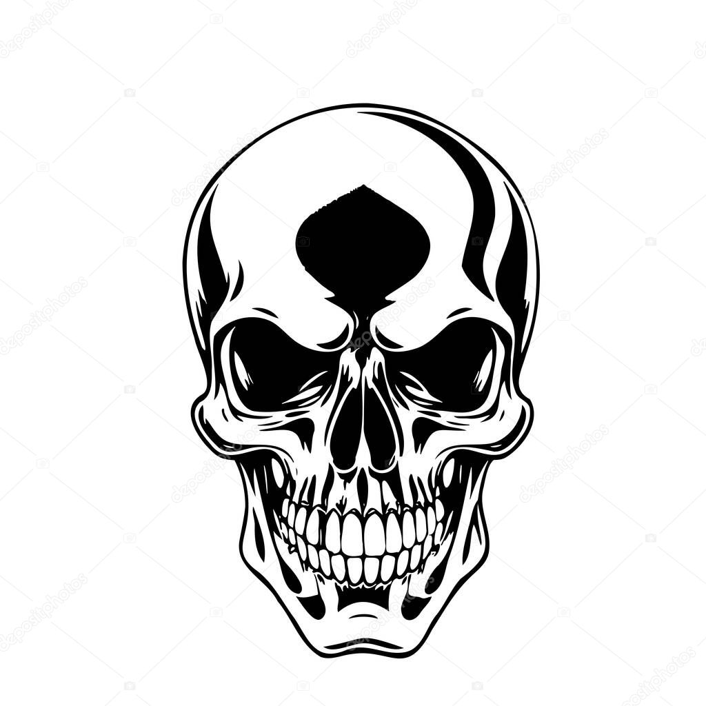 Monochrome Skull Illustration Vector Art. Bold Skull Head Design - BW Vector Illustration. Graphic Skull Artwork - Clean Vector Design. Stylish Skull Vector - Black and White Clip Art.