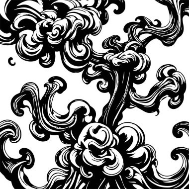 Girdap akış çizgileri olan soyut bir arkaplan. Duman arkaplan sanatının sanatsal akış vuruşları