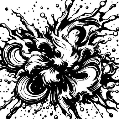 Sıvı veya mürekkep sıçramalarının soyut arkaplanı. Sıvı sıçrama arkaplan sanatı.