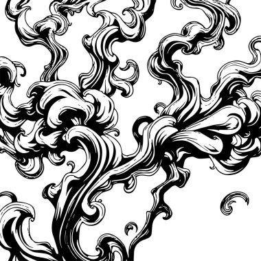 Girdap akış çizgileri olan soyut bir arkaplan. Duman arkaplan sanatının sanatsal akış vuruşları